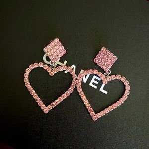 Alessandra Rich Pink Heart Earrings